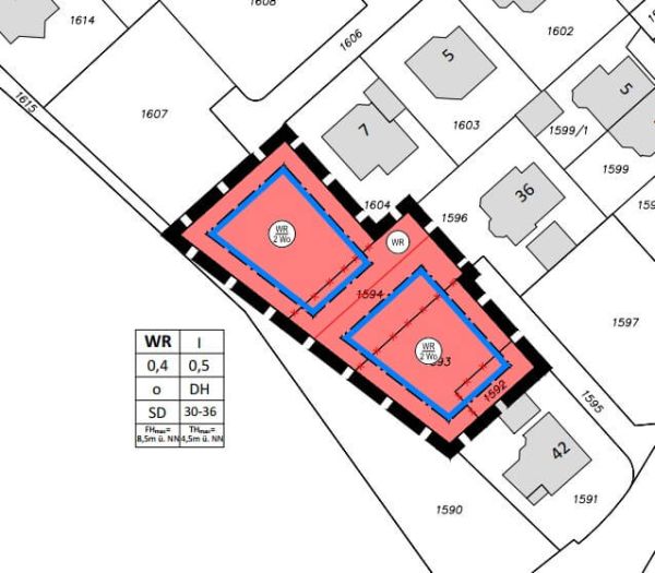 Planzeichnung zum Bebauungsplan