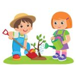 Symbolisch - Kinder pflanzen einen Baum